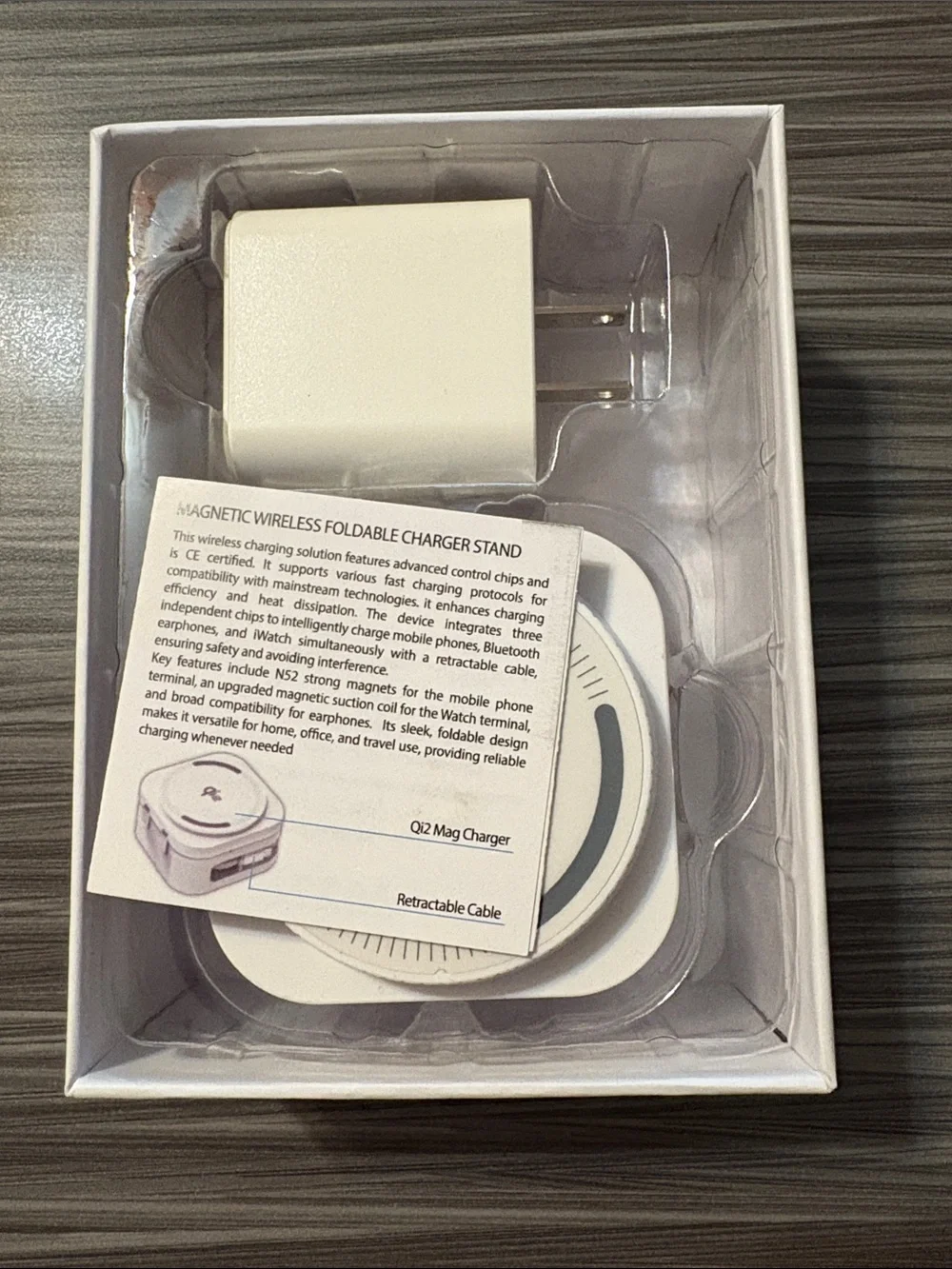 3-in-1 MagCharge Retractable Wireless Charger Stand - White